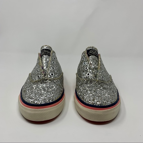 Sperry x Milly Silver Glitter Slip On Sneakers Shoes Glitz Women Bling Size 6 - Picture 4 of 14